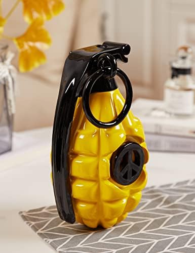 Grenade Decor Statue Modern Art Polyresin Yellow 10 Inch