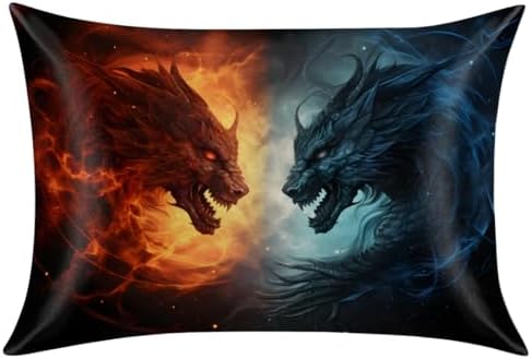 Fiery Dragon Satin Pillowcase - 20x30inch Queen Size