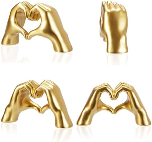 2Pcs Golden Heart Hands Statue - Love Decor for Home