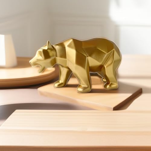 SMRTHMRT Abstract Geometric Bear Sculpture Gold Decor Statue