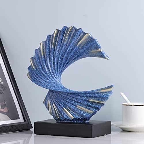 GAOSHENG Blue Gold Wave Sculpture Modern Home Decor Statue