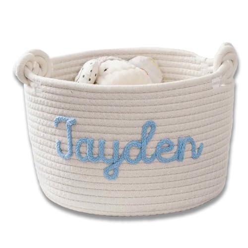 Personalized Handmade Cotton Rope Baby Basket - Custom Monogrammed Gift