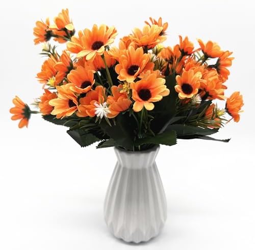 PASYOU Artificial Daisies Flowers 4 Bundles Orange