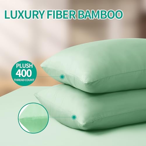 Zaizaihome King Size Pillowcases Set of 2 Sage Green