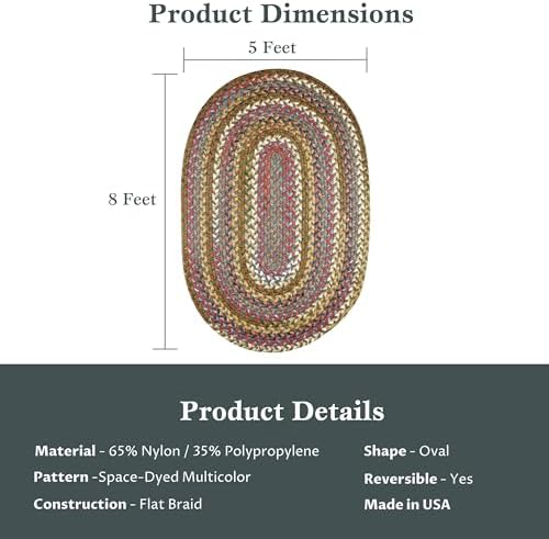 Rhody Rug Country Jewel CJ35 5 x 8 Oval Braided Floor Mat