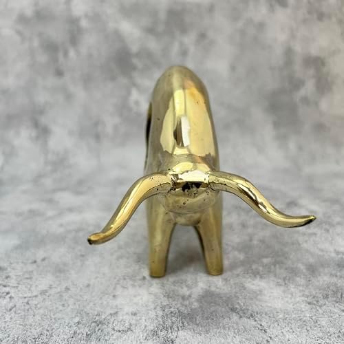Brass Gold Polished Abstract Bull Sculpture
