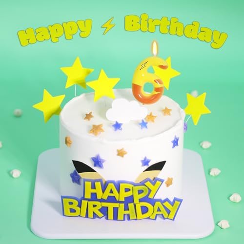OGnomiFX Lightning Print 6th Birthday Candles
