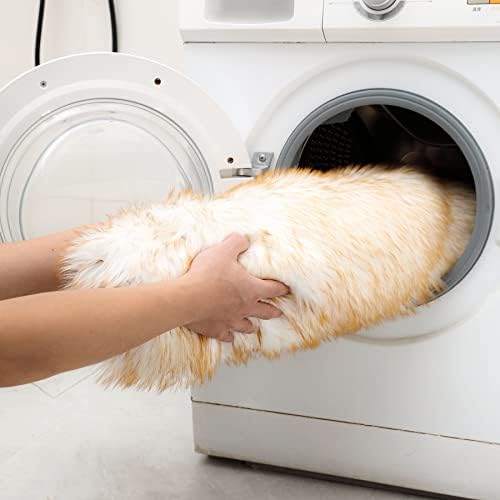 Faux Fur Sheepskin Rug Soft Fluffy Plush 2x6 ft White Yellow