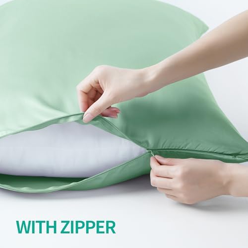 Zaizaihome King Size Pillowcases Set of 2 Sage Green