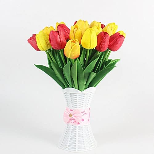 Sonze 10 pcs Tulips Artificial Flowers UV Resistant Plastic Bouquet