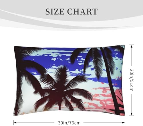 Soft Breathable Pillowcases with Envelope Closure Blue and White Palm Trees Design