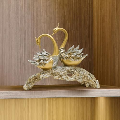 BULUXE 142 Inch Gold Couple Swan Sculpture