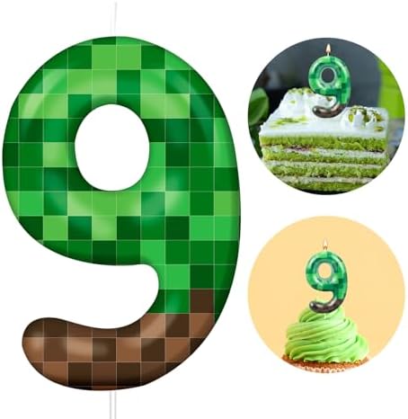 TNT Number 9 Birthday Candle - Dynamite Themed Green Cake Topper