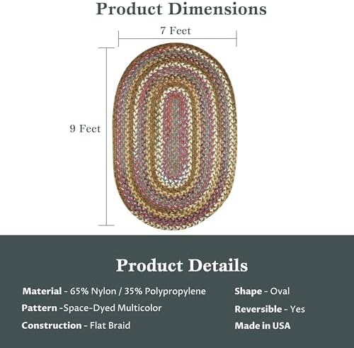 Rhody Rug Country Jewel CJ35 7 x 9 Oval Braided Area Rug 1