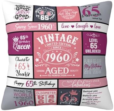 65th Birthday Pillow Covers 18x18 for Women