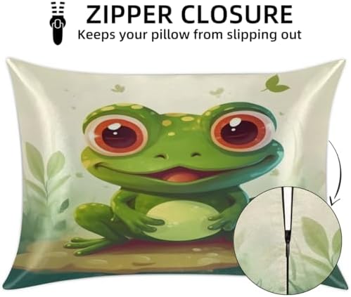 GzLeyigou Cute Frog Satin Pillowcase 20x40in King Size with Zipper