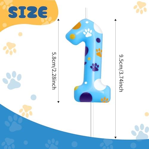 Blue Dog Paw Birthday Candles for Kids Parties
