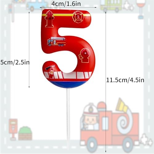 Cxryrzhe 4th Birthday Firetruck Candle Cake Topper