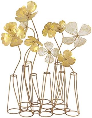 Deco 79 Gold Metal Floral Statue Decor 16x9x21
