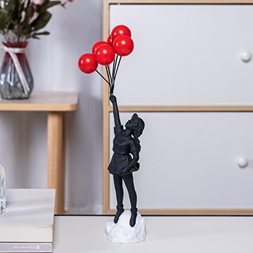 Flying Balloons Girl Statue Modern Art Decor
