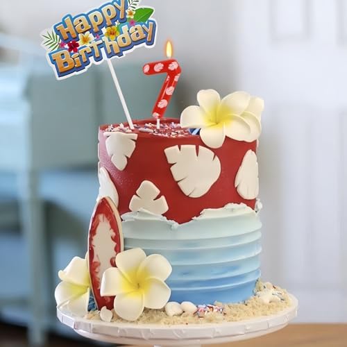 OGnomiFX 7th Birthday Candle with Red Cake Topper 1