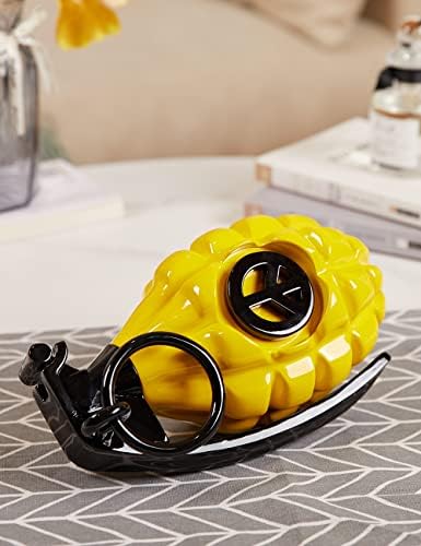 Grenade Decor Statue Modern Art Polyresin Yellow 10 Inch