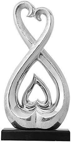 Silver Ceramic Heart Statue Home Decor Sculpture