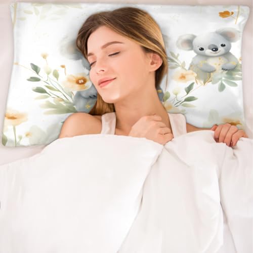 GzLeyigou Koala Satin Pillowcase Breathable Comfortable