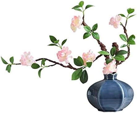 Artificial Peach Blossom Bouquet with Ceramic Vase
