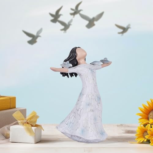 QIANLING Bluebird Angel Statue - 73in Hand-Painted Resin Decor