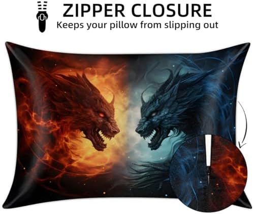 Fiery Dragon Satin Pillowcase - 20x30inch Queen Size