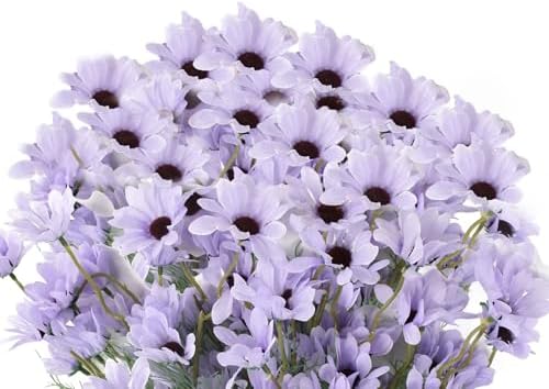 Artificial Silk Daisy Branches 12PCS Purple