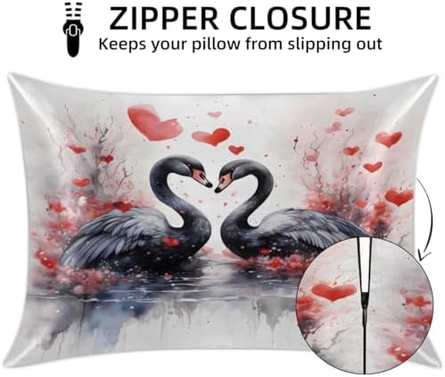 Black Swan Satin Pillowcase 20x40inch King Size