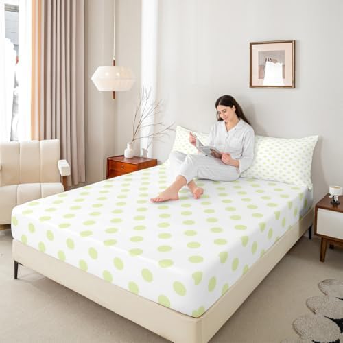 Manfei Cute Polka Dots Sheet Set Twin with 1 Pillowcase