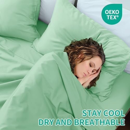 Zaizaihome King Size Pillowcases Set of 2 Sage Green