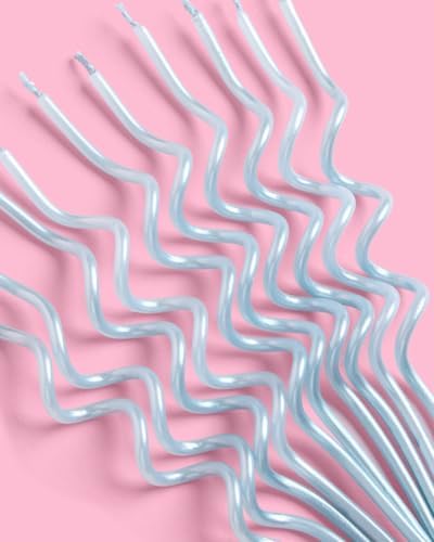XO Fetti Pearl Blue Wavy Cake Candles - 10 Pcs 1