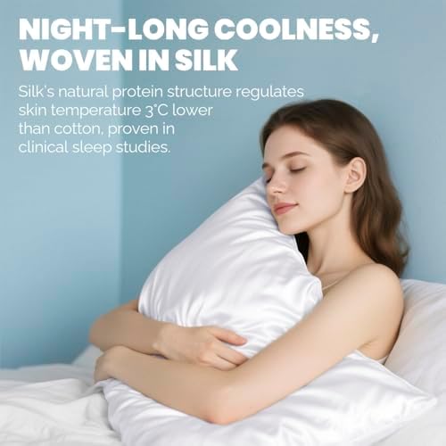 Ravmix Silk Pillow Cases 2 Pack with Hidden Zipper
