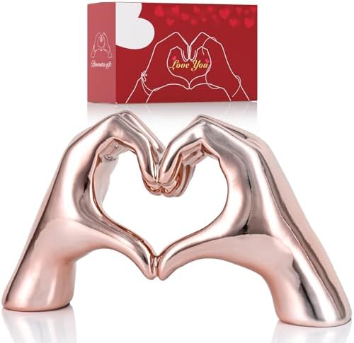 Pink Heart Hands Decor Sculpture for Home