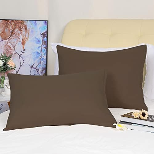 Uxcell Zipper Pillowcases Soft Microfiber 2-Pack Brown