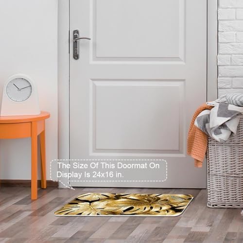 Tropical Palm Pattern Area Rug with Non-Slip Backing