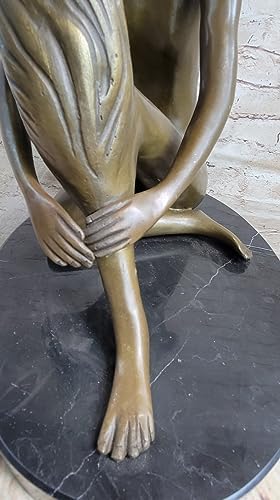 European Bronze Sculpture Sitting Nude Lady Figurine