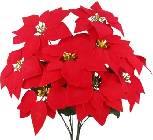CISDUEO 2 Pcs Artificial Poinsettia Bushes