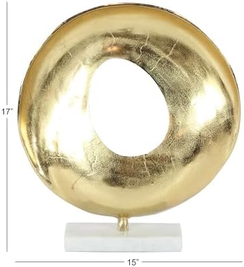 Deco 79 Gold Aluminum Geometric Sculpture with Marble Base