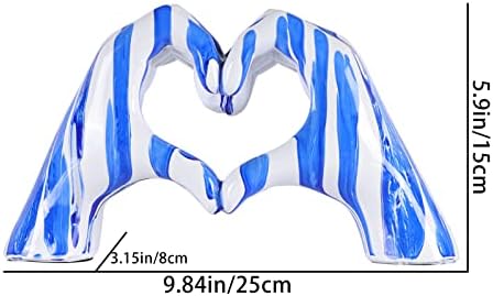 Blue and White Heart Gesture Sculpture for Home Decoration
