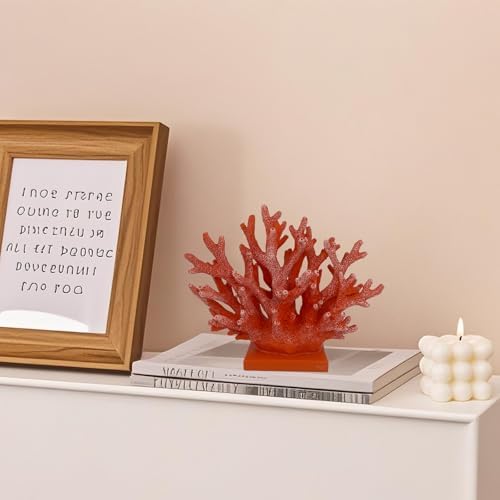 58 H Red Orange Coral Decor - Resin Statue