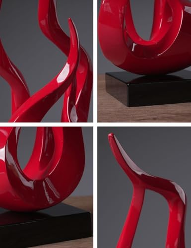 NENBOLEC Abstract Flame Sculpture Decor Polyresin Red 165 Inch Statue