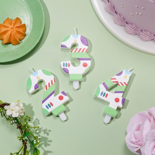 Tinoaly Cartoon Number Birthday Candle - 3 Multicolor Unscented