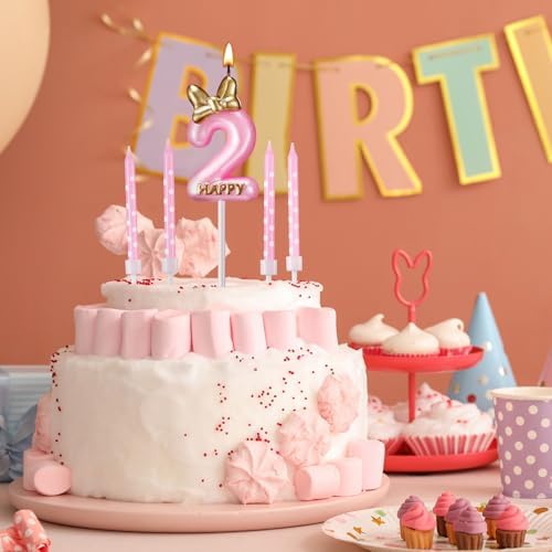 Roowest 11 Pcs Birthday Candle Girl Pink Mouse Decorations