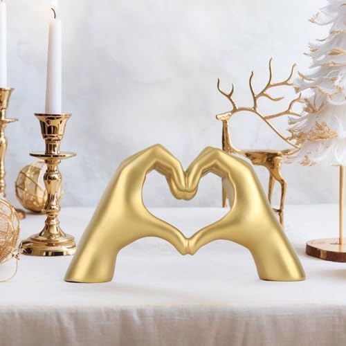 Wisifayardin Large Gold Heart Hands Statue Decor