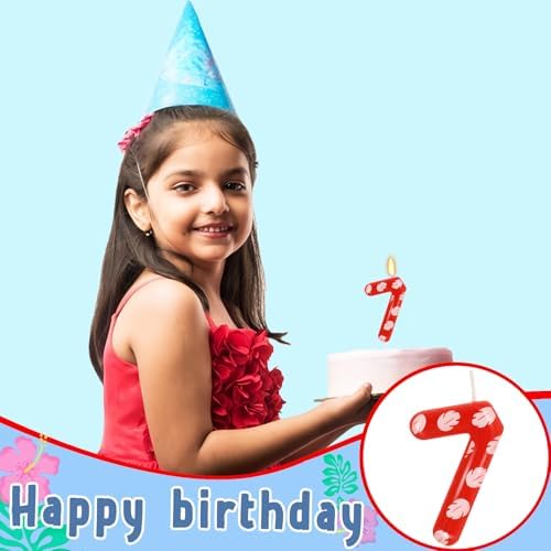 OGnomiFX 7th Birthday Candle with Red Cake Topper 1